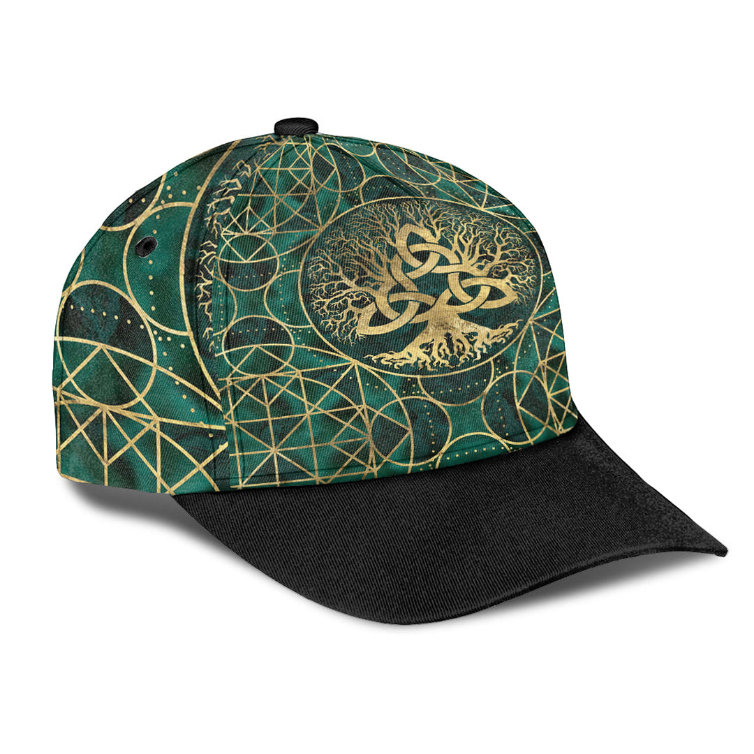 viking-classic-cap-tree-of-life-with-triquetra-malachite-and-gold-classic-cap