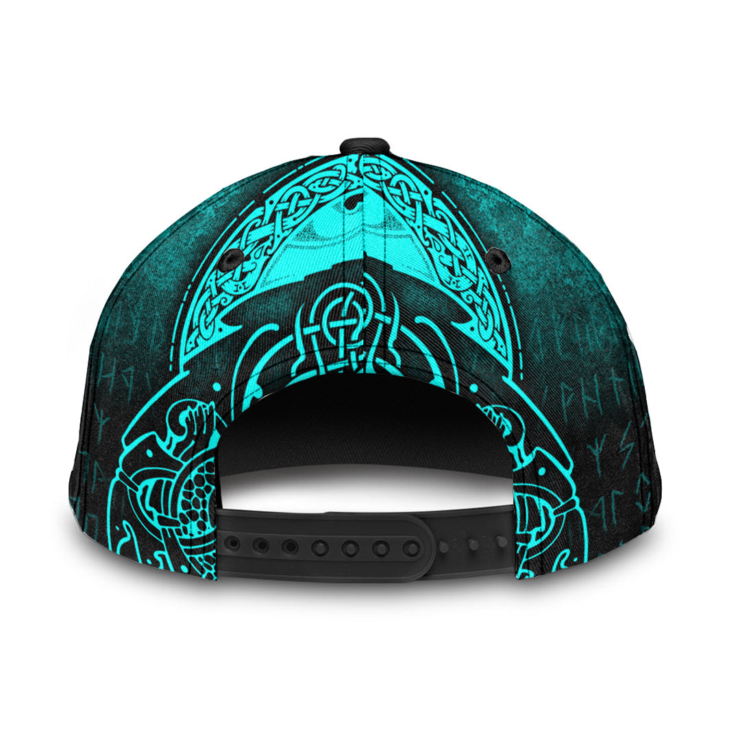 viking-classic-cap-fenrir-viking-3d-tattoo-cyan-version-classic-cap