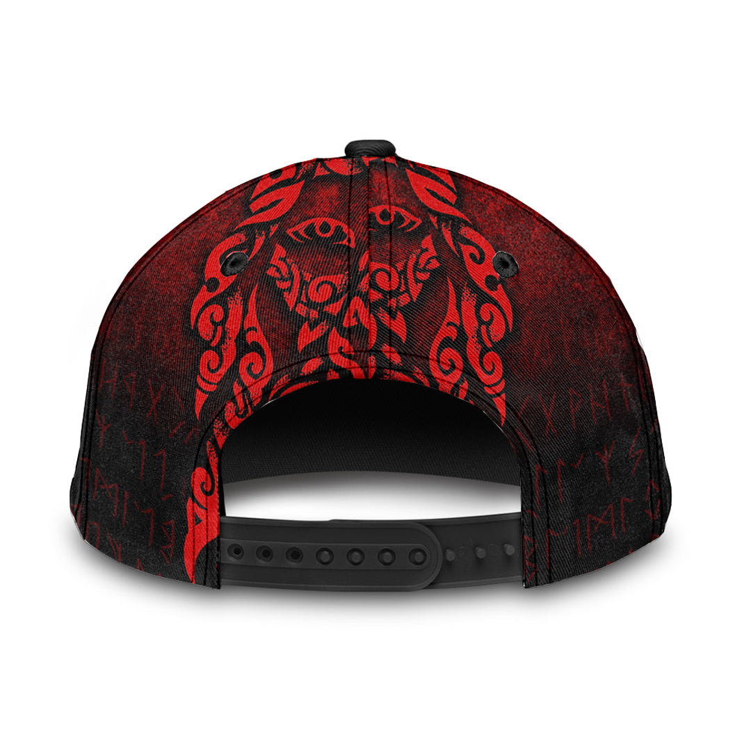 viking-classic-cap-viking-god-odin-allfather-in-asgard-raven-god-red-version-classic-cap