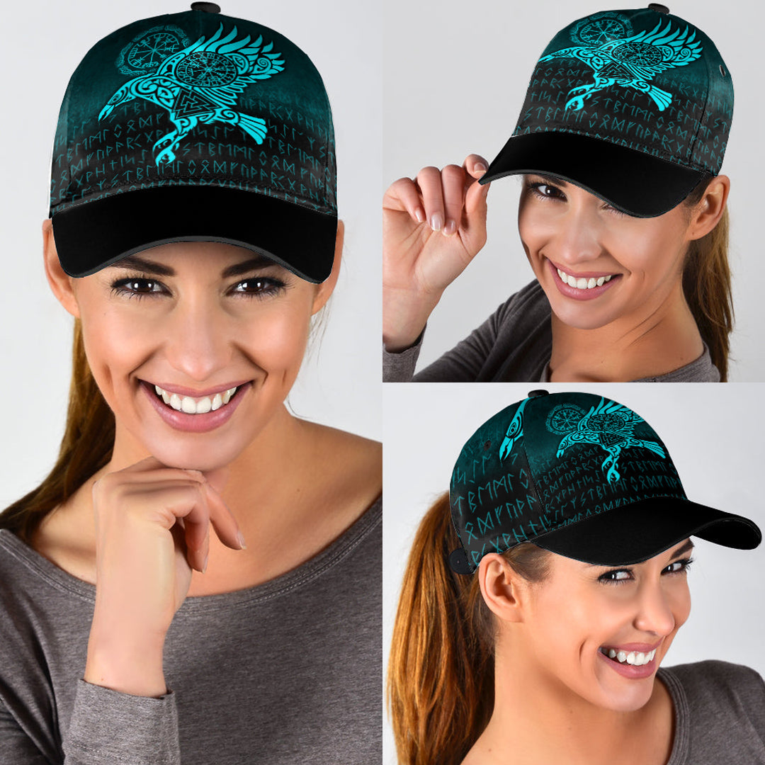 viking-classic-cap-raven-vegvisir-tattoo-cyan-version-classic-cap