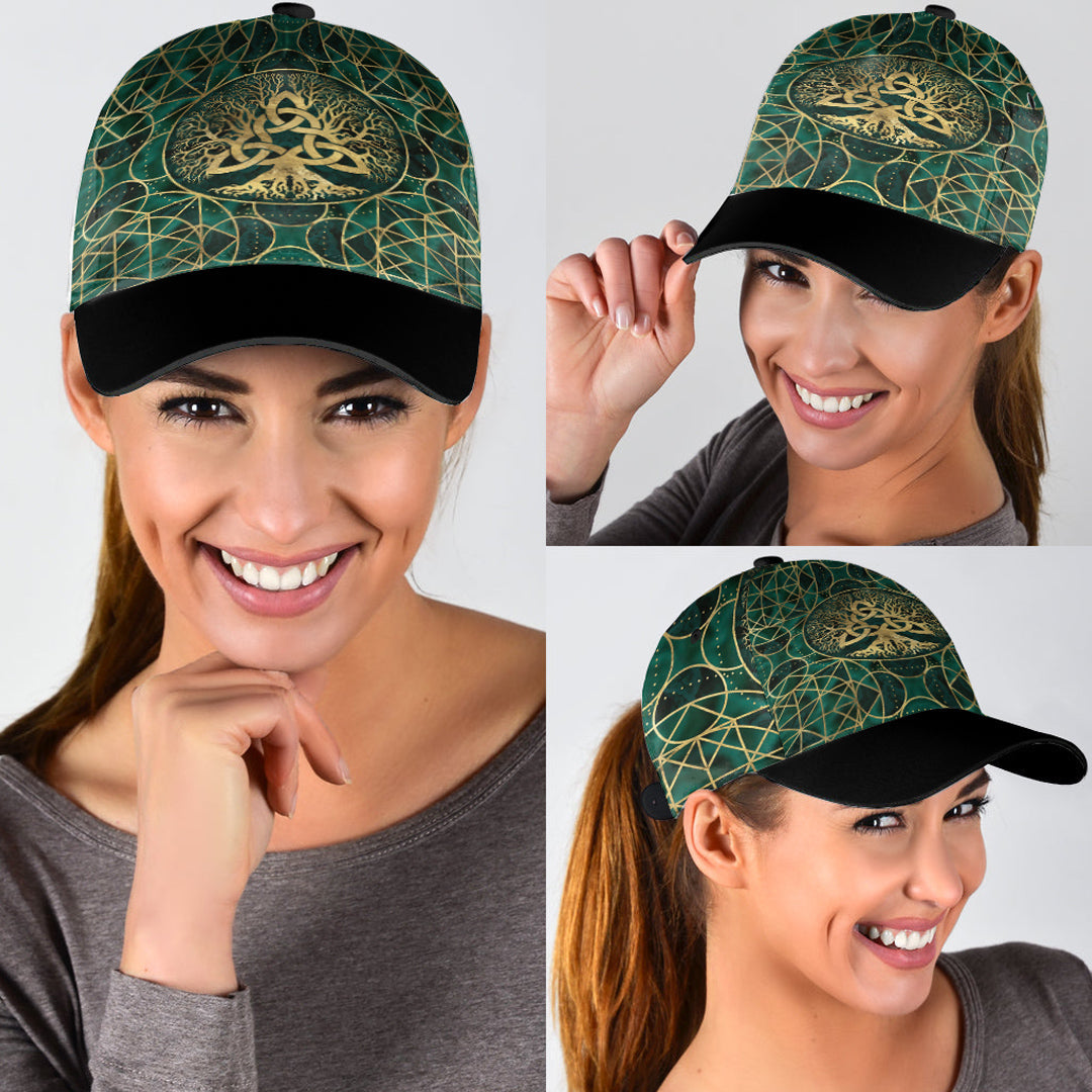 viking-classic-cap-tree-of-life-with-triquetra-malachite-and-gold-classic-cap