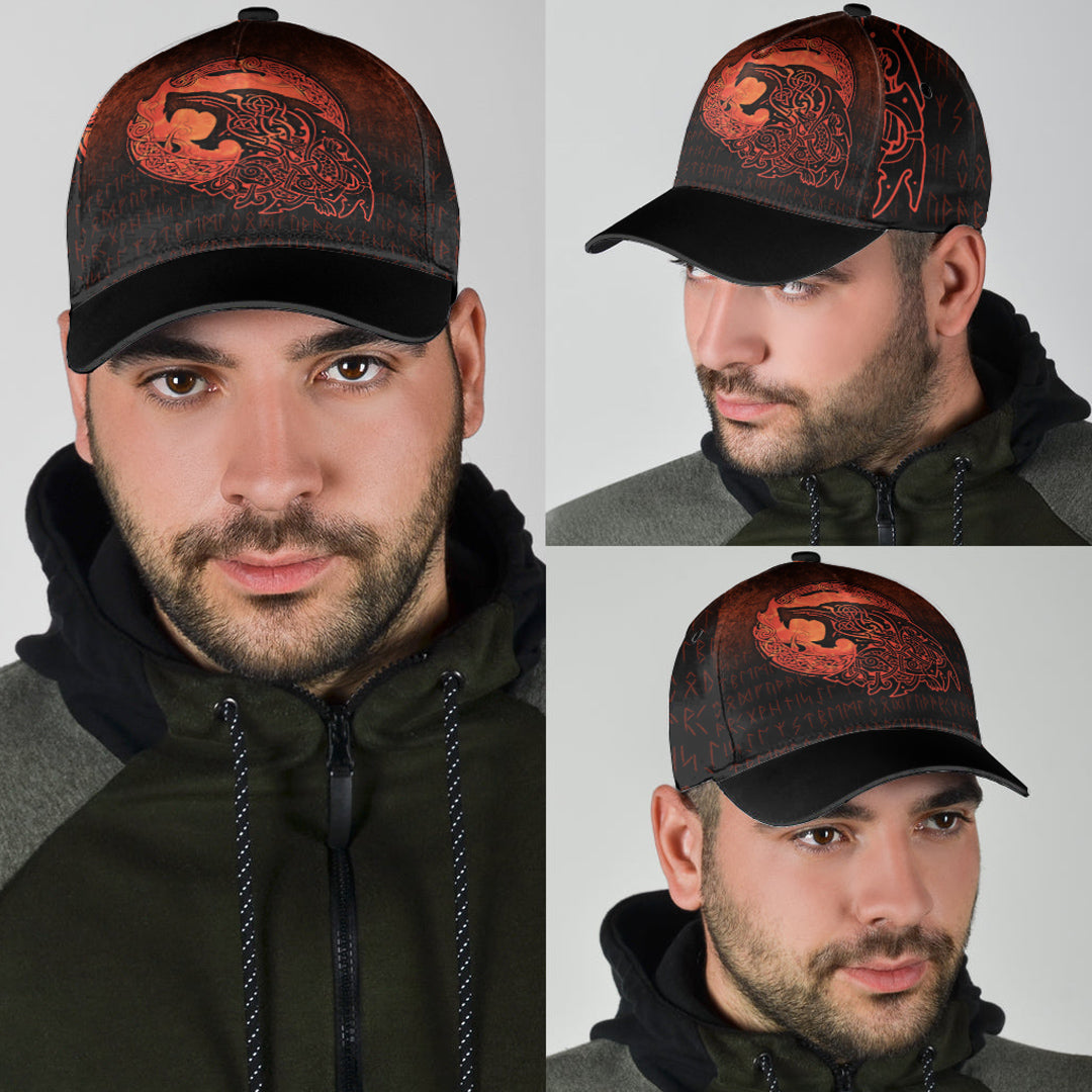 viking-classic-cap-fenrir-viking-3d-tattoo-orange-version-classic-cap