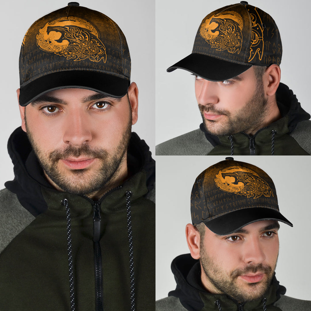 viking-classic-cap-fenrir-viking-3d-tattoo-gold-version-classic-cap