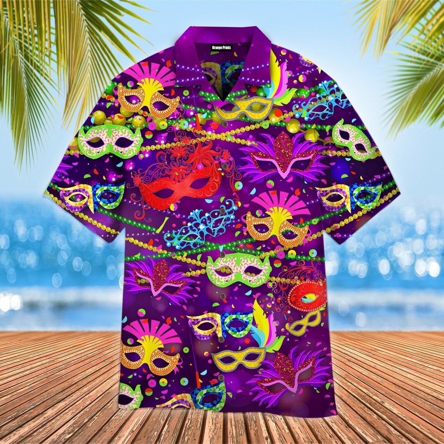 Colorful Mask Mardi Gras Hawaiian Shirt - Wonder Print Shop
