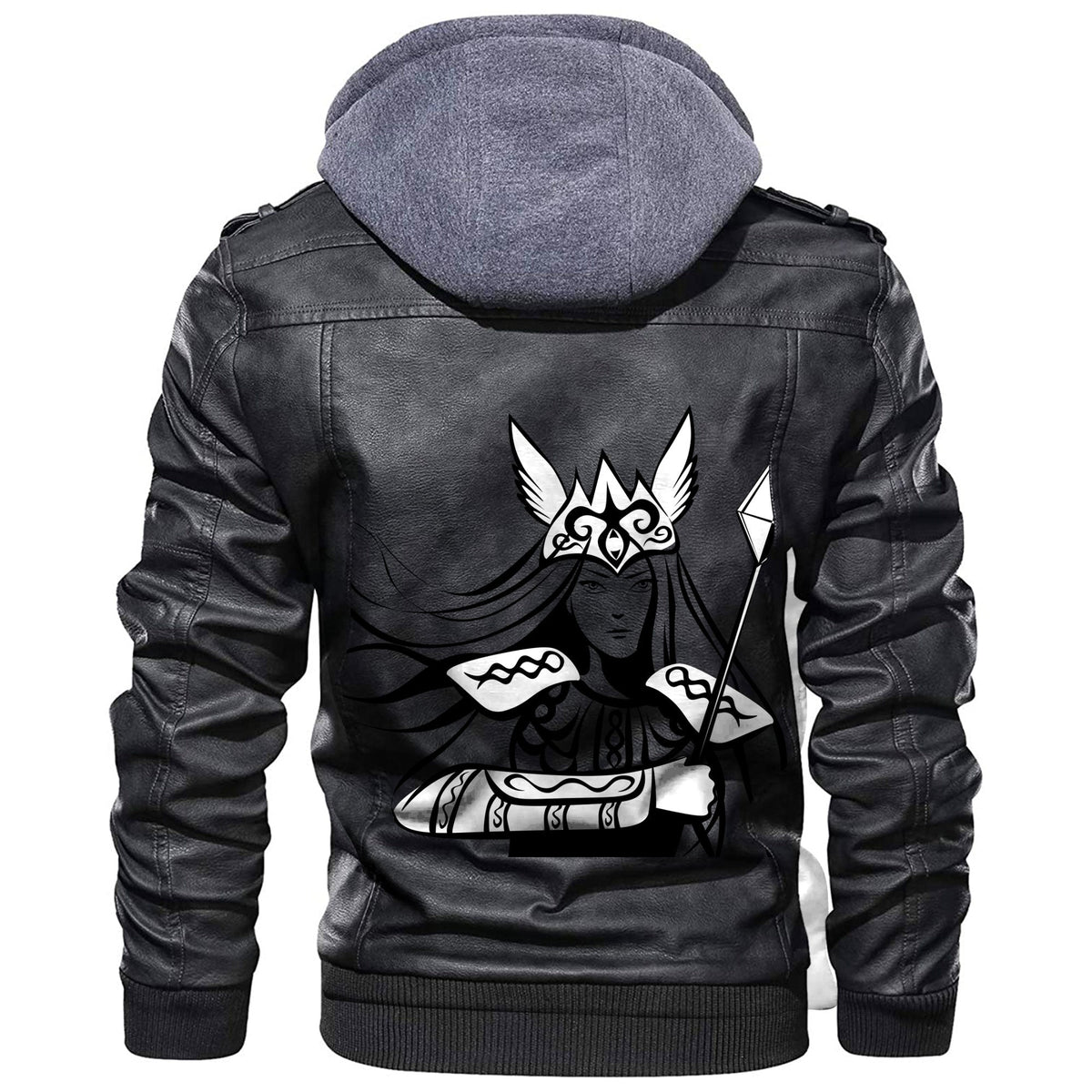 Viking Contoured Valkyrie With A Lance Tattoo Or Print Leather Jacket RLT12 - Wonder Print Shop