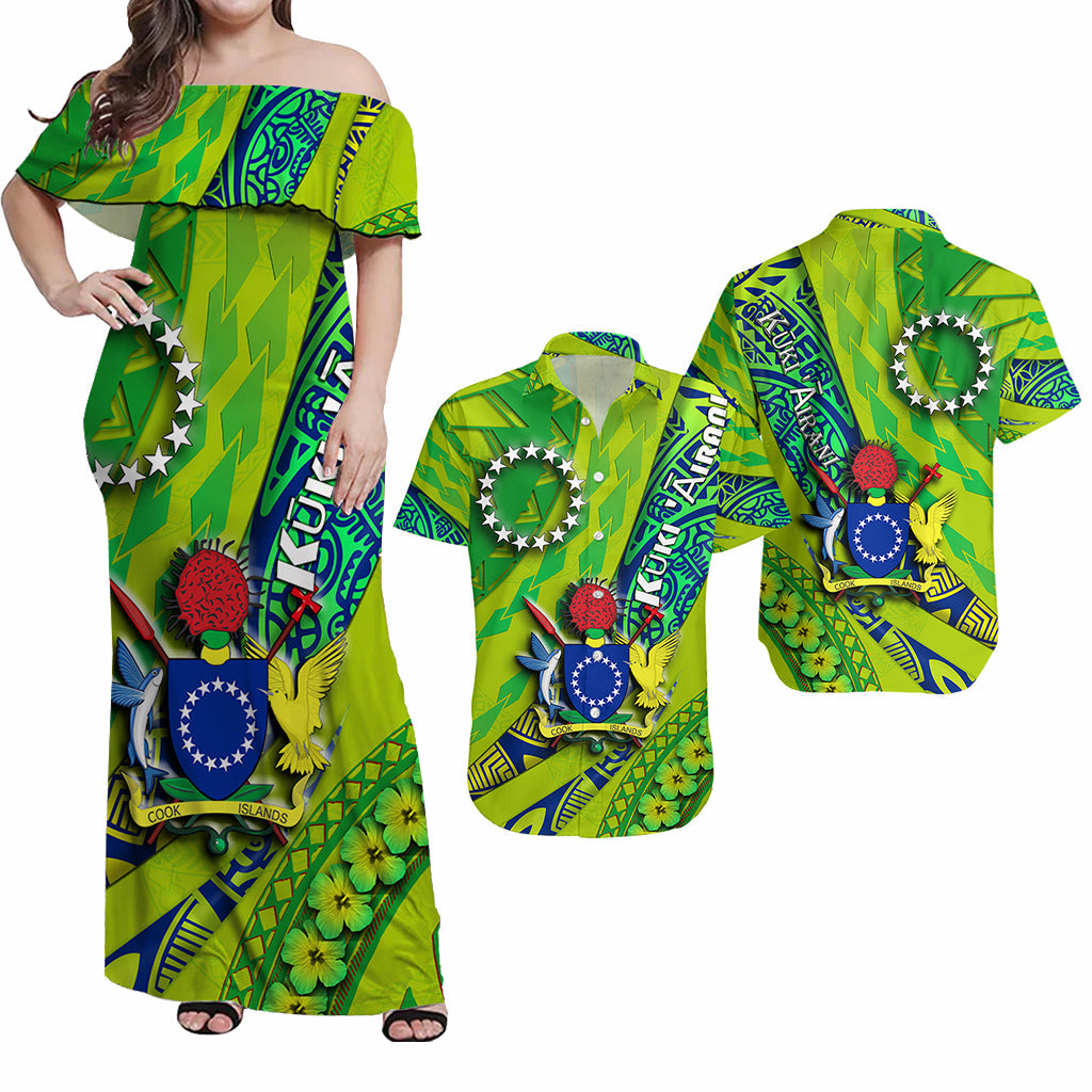 Gift For Couple - Matching Hawaiian Shirt And Dress Cook Islands - Green LT9 - Wonder Print Shop