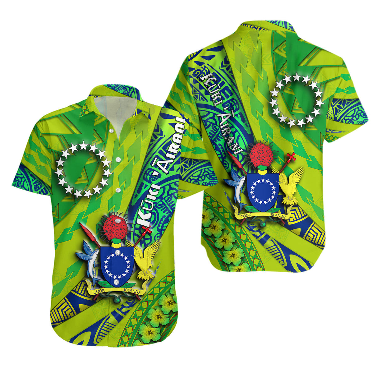 Gift For Couple - Matching Hawaiian Shirt And Dress Cook Islands - Green LT9 - Wonder Print Shop