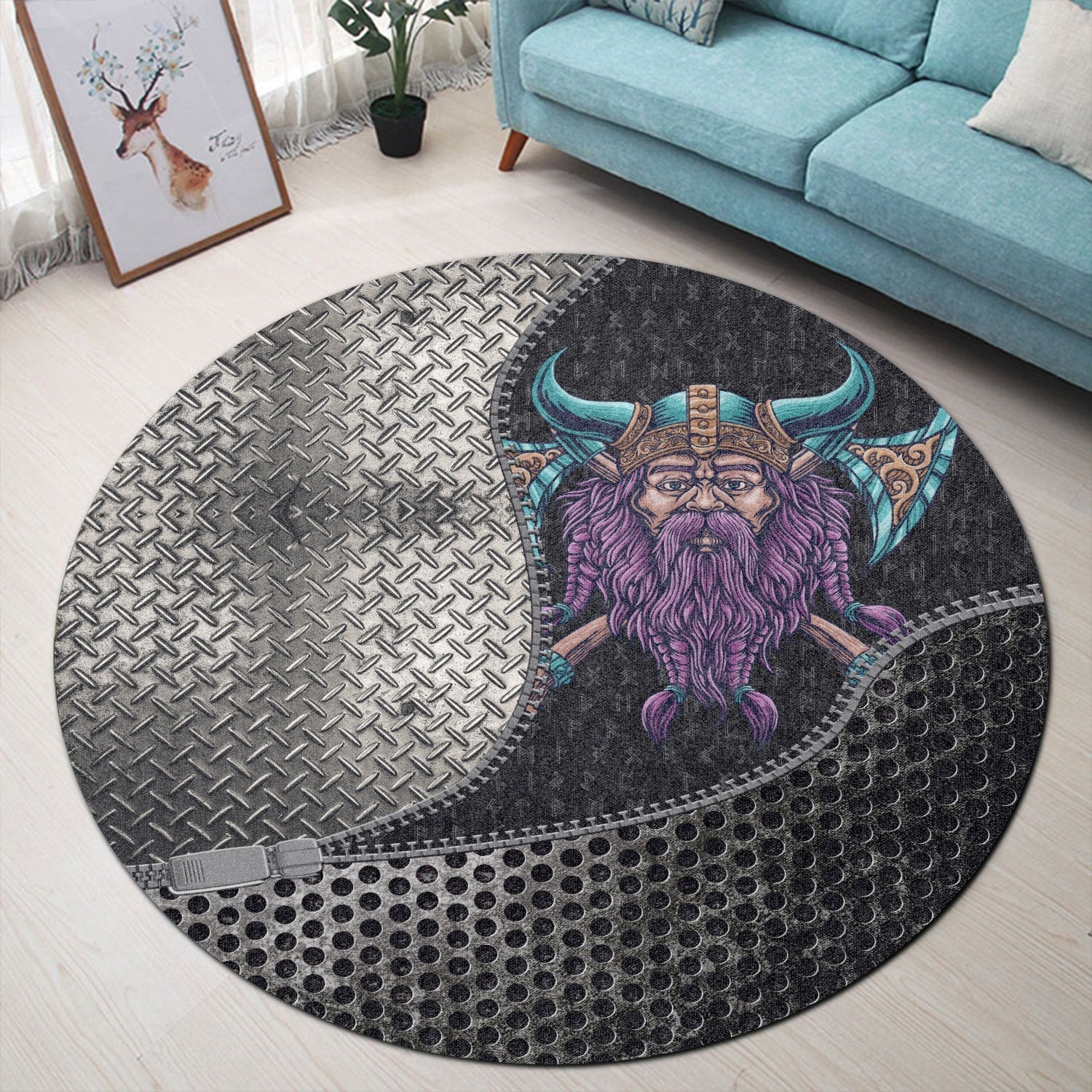 viking-carpet-cool-beard-with-axe-round-carpet