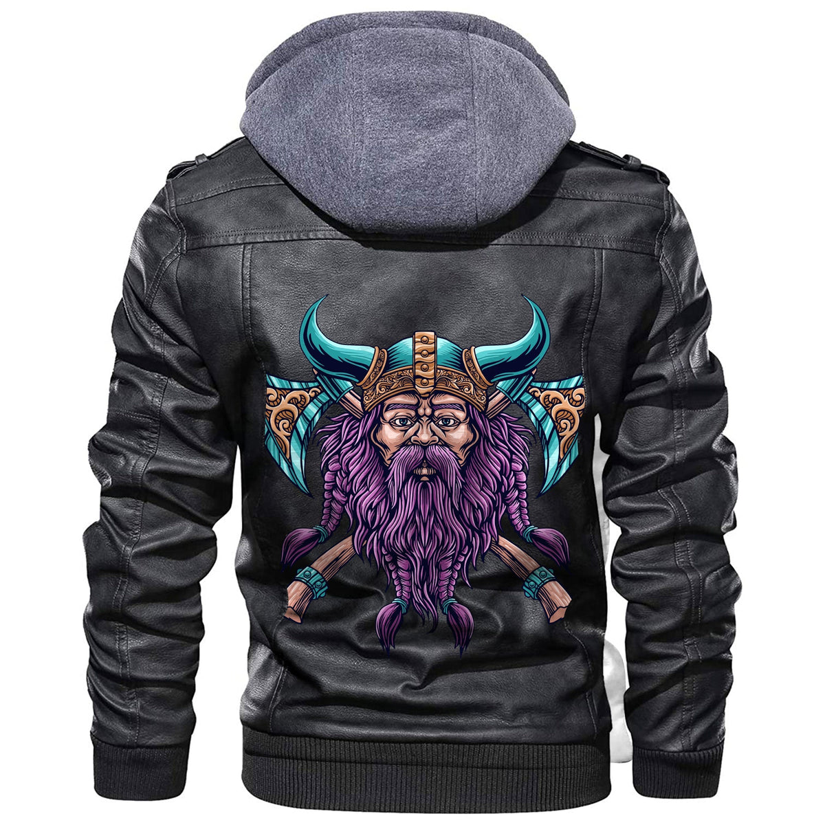 Viking Cool Beard With Axe Leather Jacket RLT12 - Wonder Print Shop