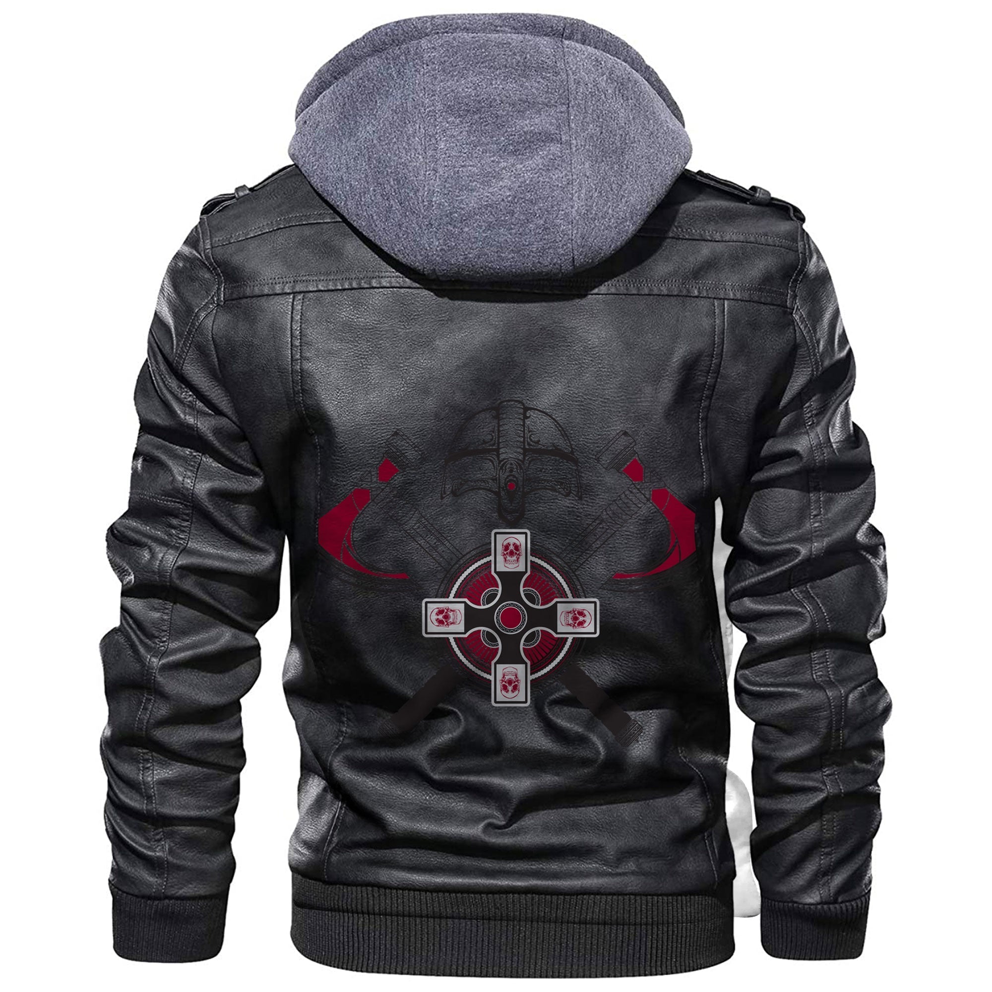 Viking Crest Crossed Battle Axes Leather Jacket RLT12 - Wonder Print Shop