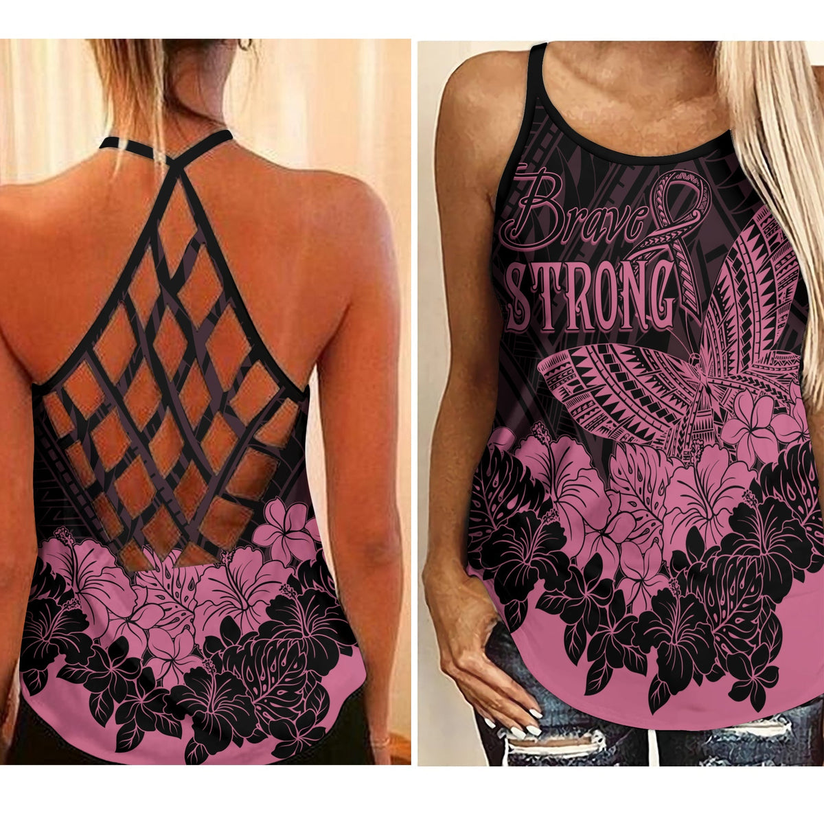 polynesian-breast-cancer-awareness-criss-cross-tank-floral-butterfly