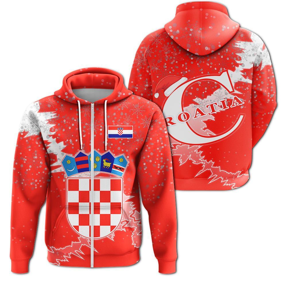Croatia Christmas Coat Of Arms Zip Up Hoodie X Style - Wonder Print Shop