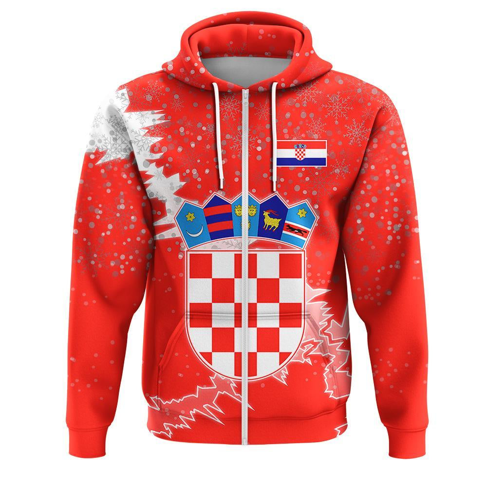 Croatia Christmas Coat Of Arms Zip Up Hoodie X Style - Wonder Print Shop