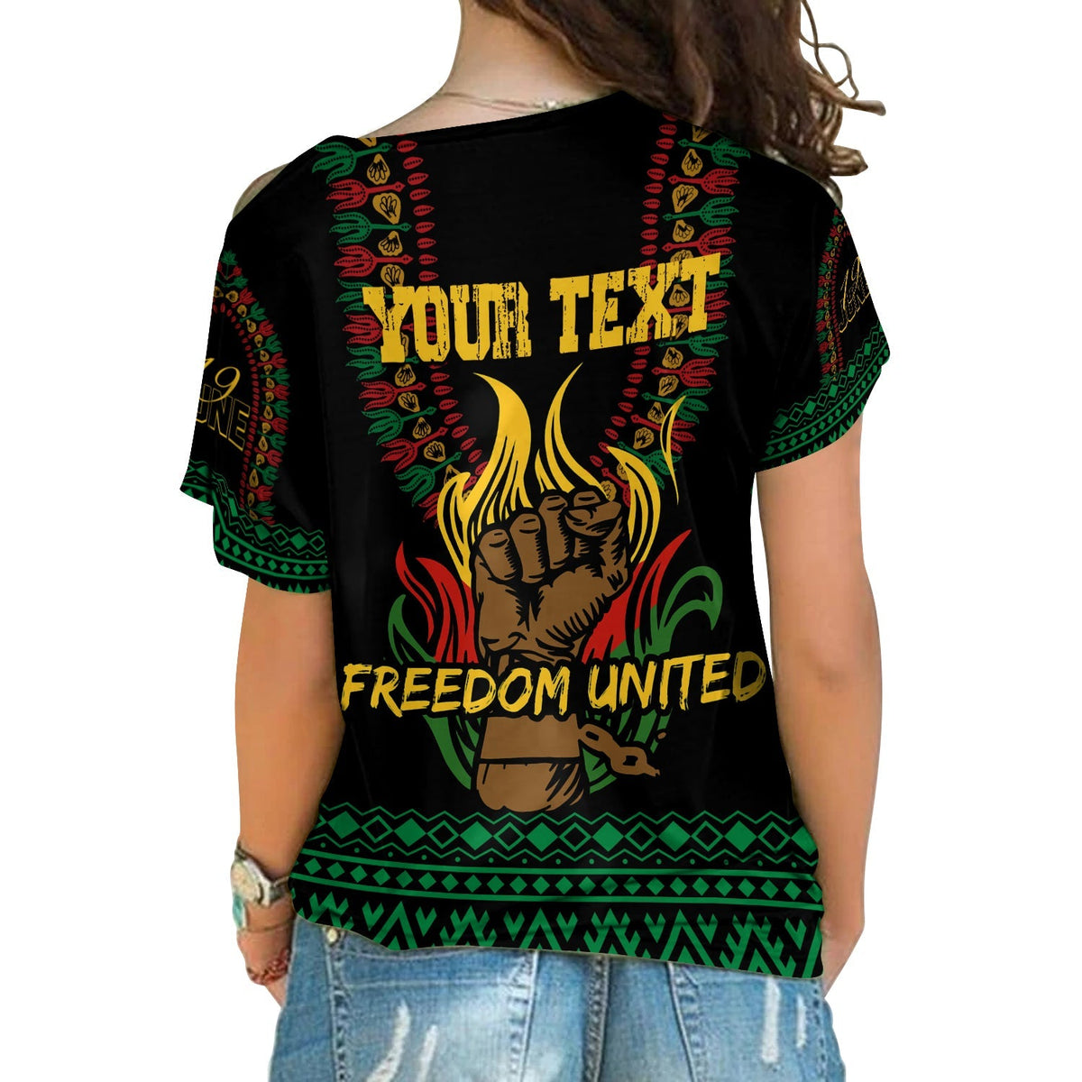 juneteenth-dashiki-personalised-cross-shoulder-shirt-freedom-united-pan-african-flag