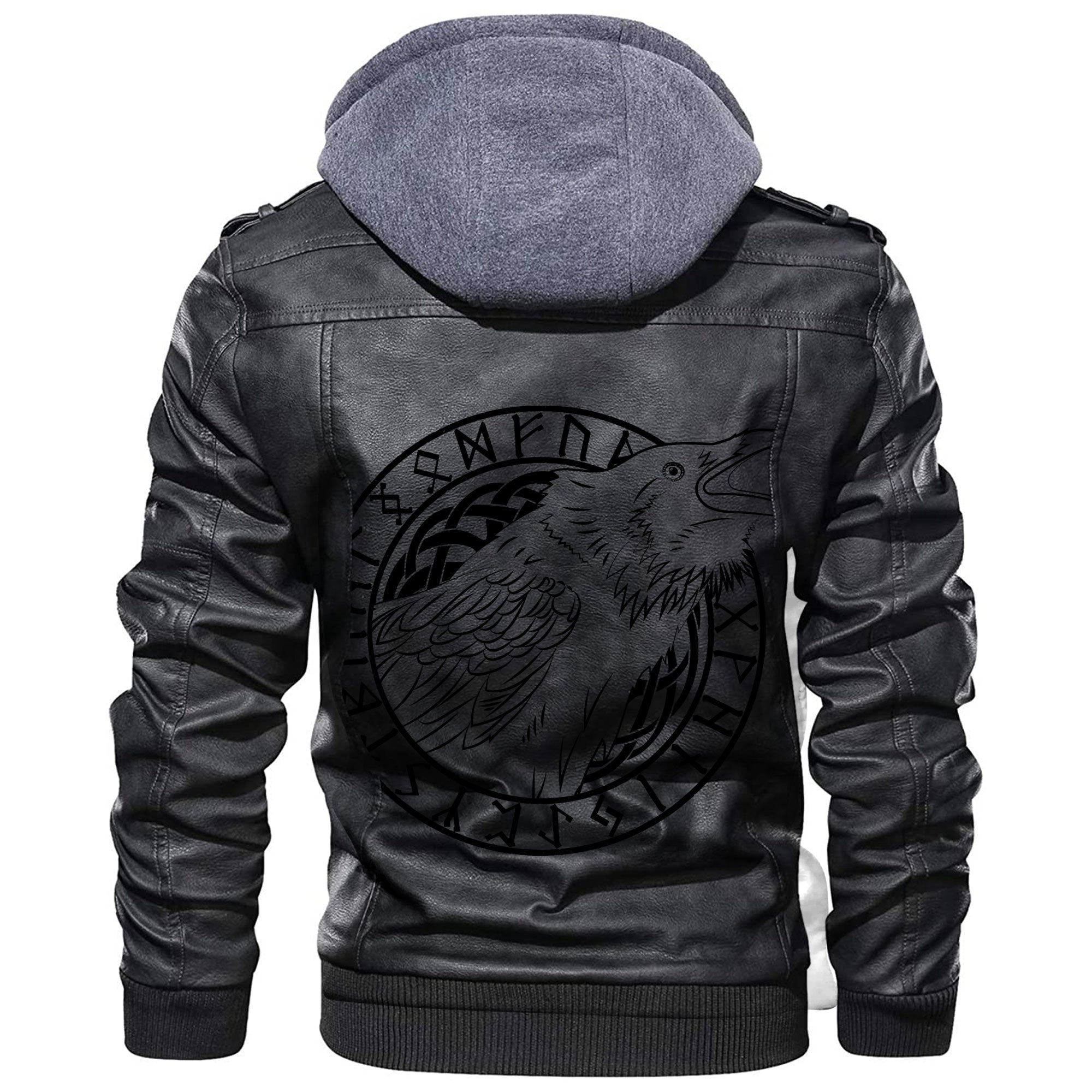 Viking Crows Scandinavian Runes Leather Jacket RLT12 - Wonder Print Shop