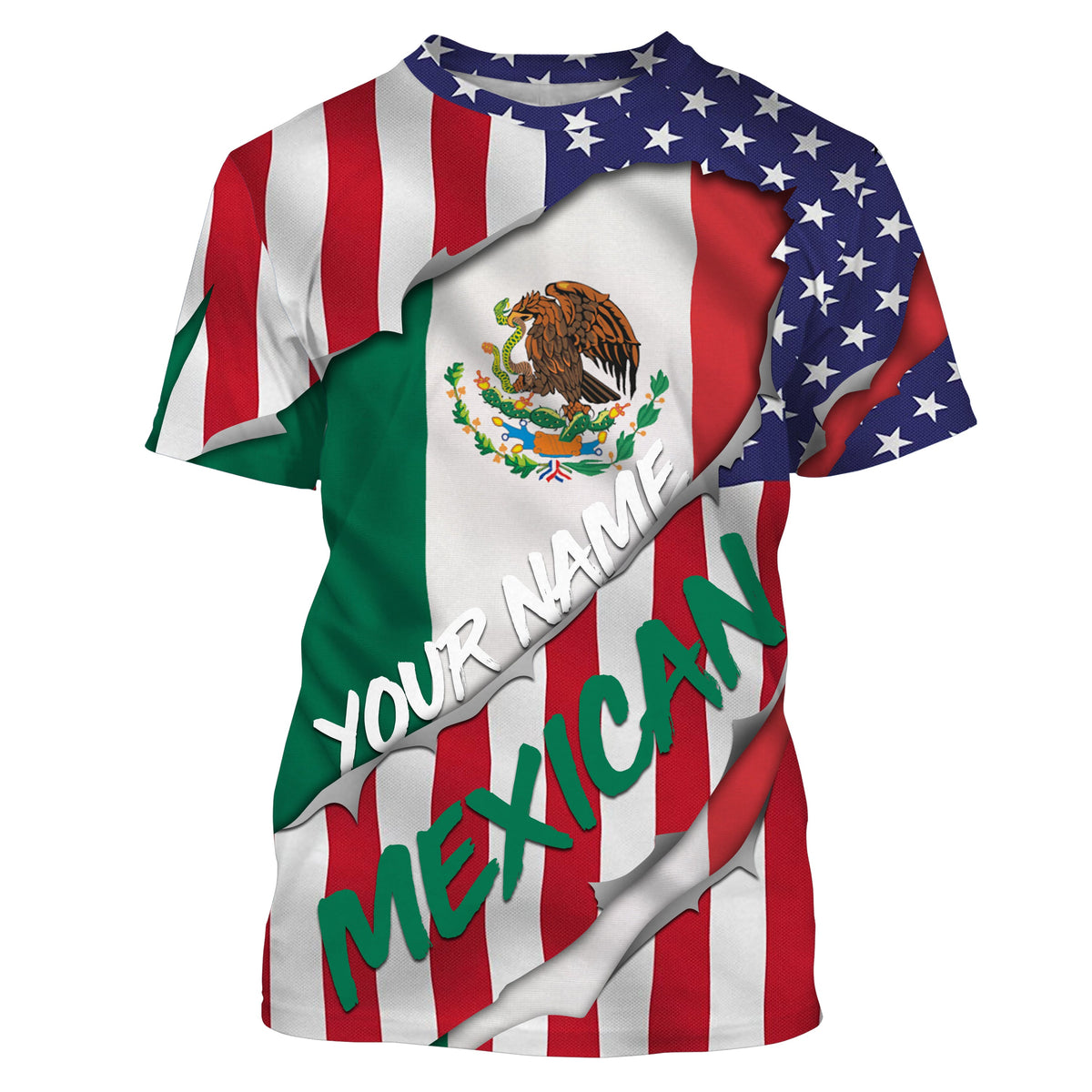 American Flag Mexican Flag Custom Shirts, Personalized Patriotic Fishing Apparel Gifts - Wonder Print Shop