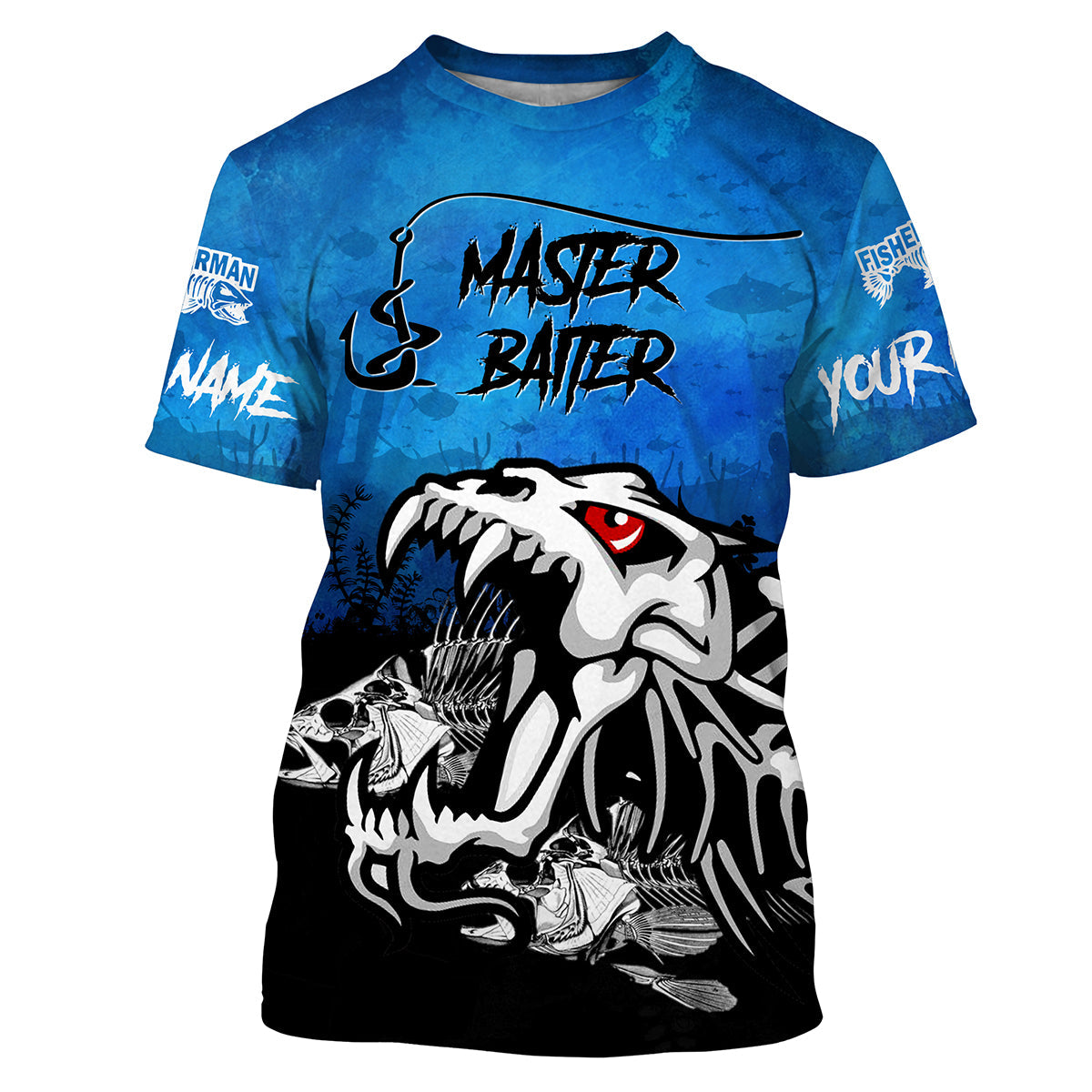 Fish Skeleton Master Baiter Fishing Customize Name Fishing Shirts - Wonder Print Shop