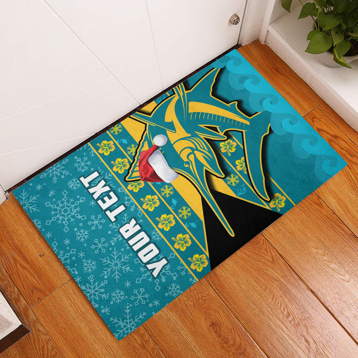 custom-personalised-bahamas-door-mat-bahamian-blue-marlin-merry-chirstmas