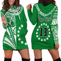 (Custom Text and Number) Cook Islands Tatau Hoodie Dress Symbolize Passion Stars Version Green LT13 - Wonder Print Shop