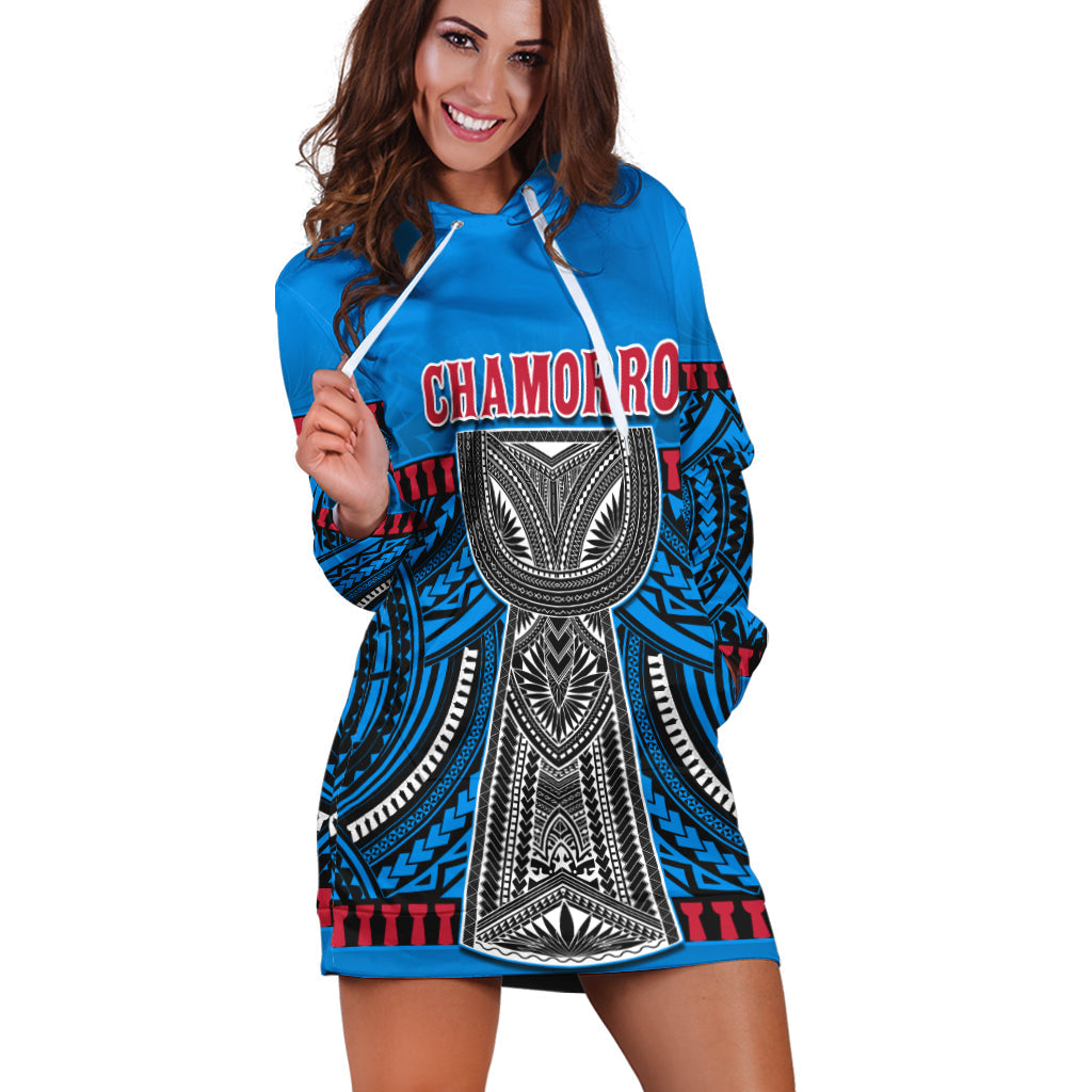 (Custom Personalised) Guam Chamorro Hoodie Dress Latte Stone Blue Polynesian Haligi LT13 - Wonder Print Shop