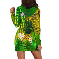 (Custom Personalised) Hawaii Pineapple Hoodie Dress Plumeria Frangipani Mix Tribal Pattern LT13 - Wonder Print Shop