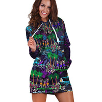 Hawaii Skeleton Dancing Hoodie Dress Halloween Hawaiian Turtle LT13 - Wonder Print Shop