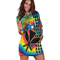 (Custom Personalised) Hawaii Rainbow Tie Dye Hoodie Dress Flowers Polynesian Hawaiian Tribal LT13 - Wonder Print Shop