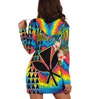 (Custom Personalised) Hawaii Rainbow Tie Dye Hoodie Dress Flowers Polynesian Hawaiian Tribal LT13 - Wonder Print Shop