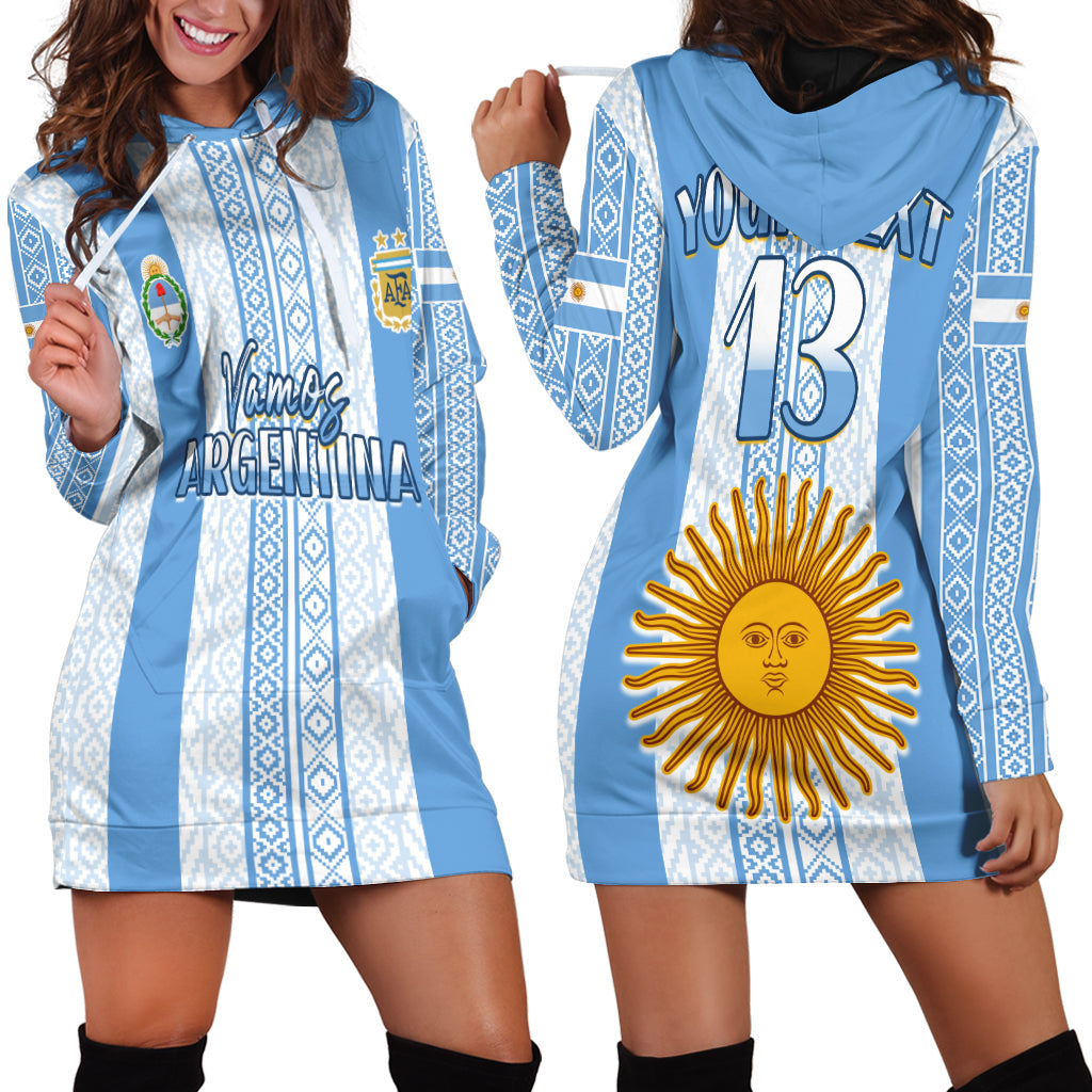 (Custom Text and Number) Argentina Football Hoodie Dress Champions World Cup Gaucho Vamos LT13 - Wonder Print Shop
