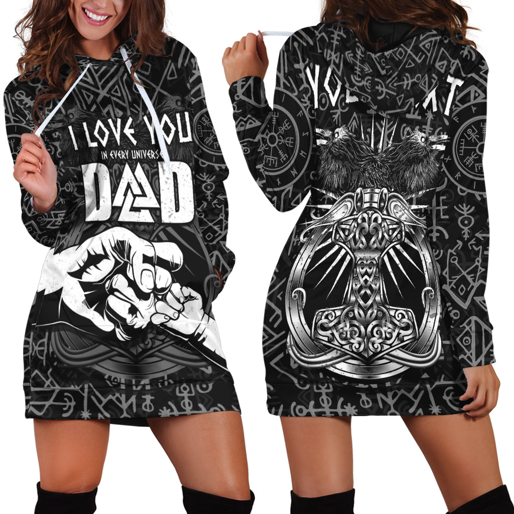 (Custom Personalised) Viking Dad Hoodie Dress Happy Fathers Day Style Runes and Mjolnir LT13 - Wonder Print Shop
