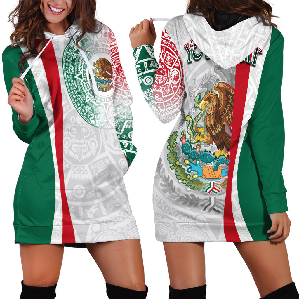 Custom Personalised Mexico Hoodie Dress Mexican Eagles Aztec Pattern LT13 - Wonder Print Shop