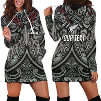 Custom Personalised New Zealand Silver Fern Rugby Hoodie Dress All Black NZ Maori Pattern LT13 - Wonder Print Shop