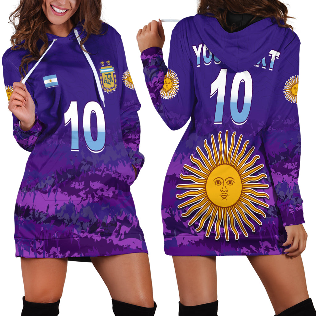 (Custom Text and Number) Argentina Football Hoodie Dress Go Champions La Albiceleste LT13 - Wonder Print Shop