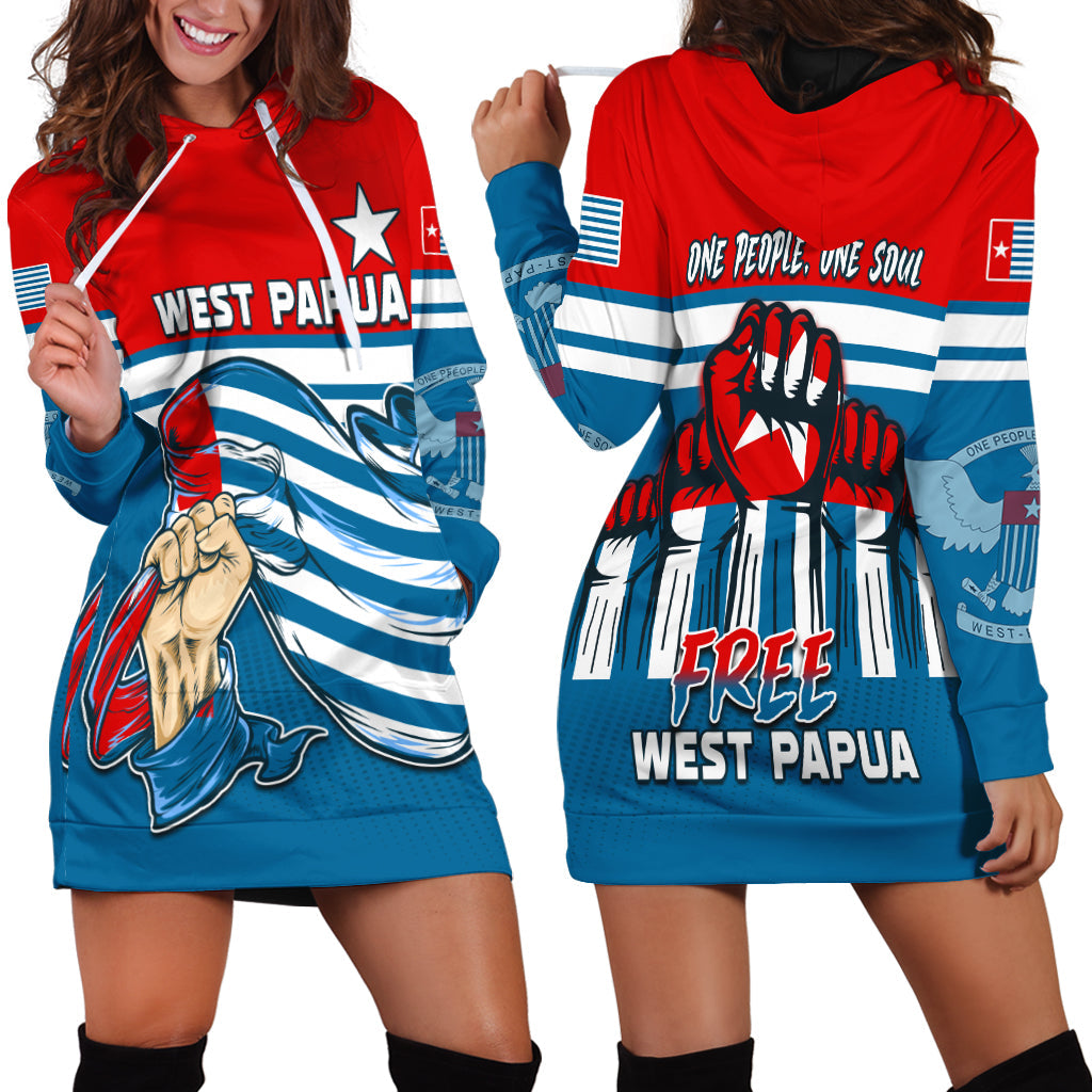 Free West Papua Hoodie Dress One People One Soul Strong West Papuan LT13 - Wonder Print Shop