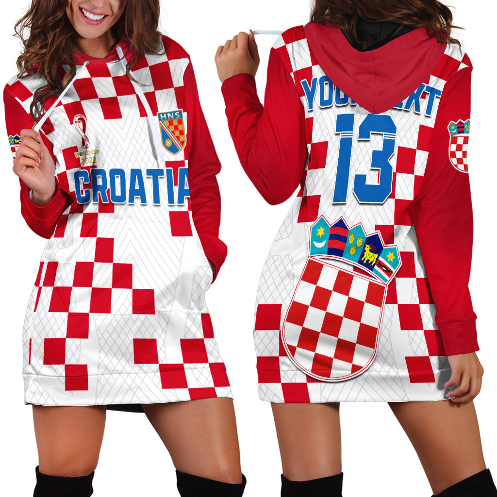 (Custom Text and Number) Croatia Football Hoodie Dress Vatreni Hrvatska Champions 2022 World Cup LT13 - Wonder Print Shop