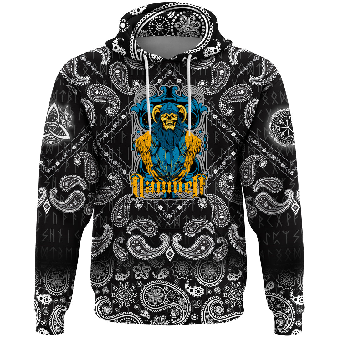 Viking Hoodie Damned with Bandana Paisley Style RLT12 - Wonder Print Shop