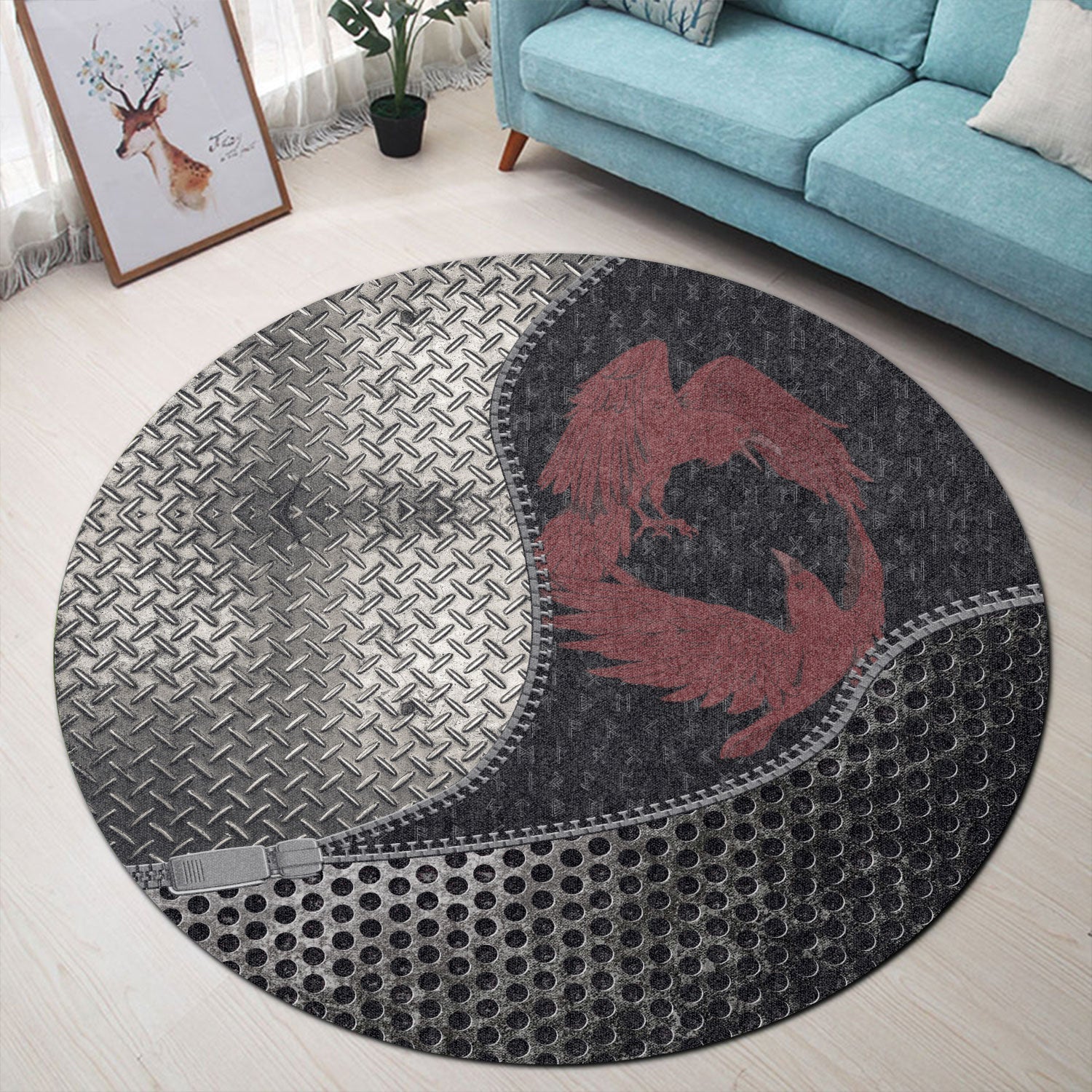 viking-carpet-dark-red-with-odins-ravens-round-carpet