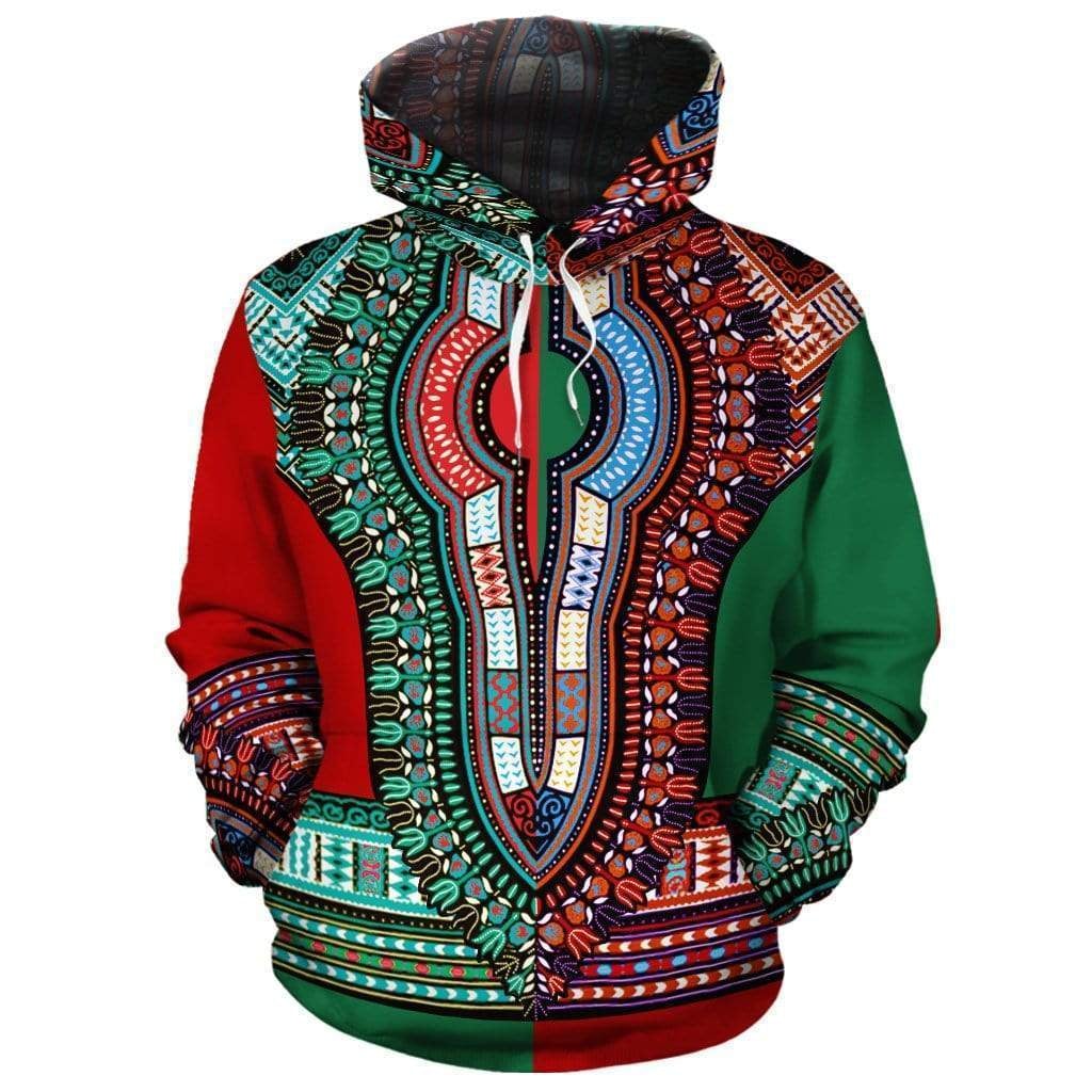 African Hoodie Dashiki Half Pullover - Wonder Print Shop