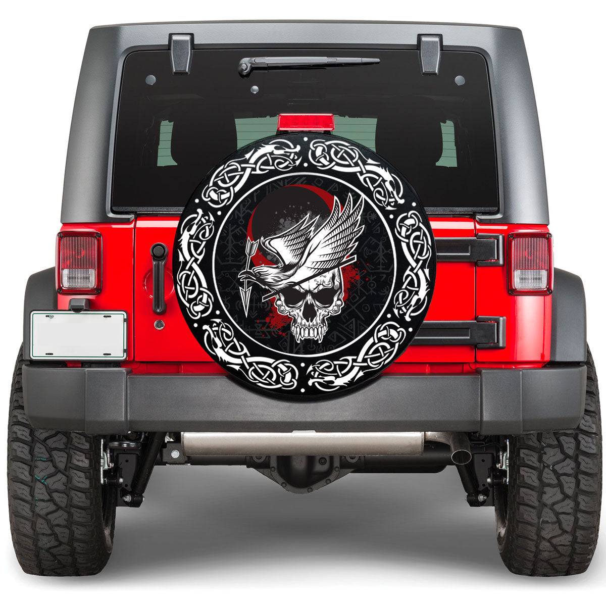 Viking Dead Skull With Crow Viking Spare Tire Cover RLT12 - Wonder Print Shop