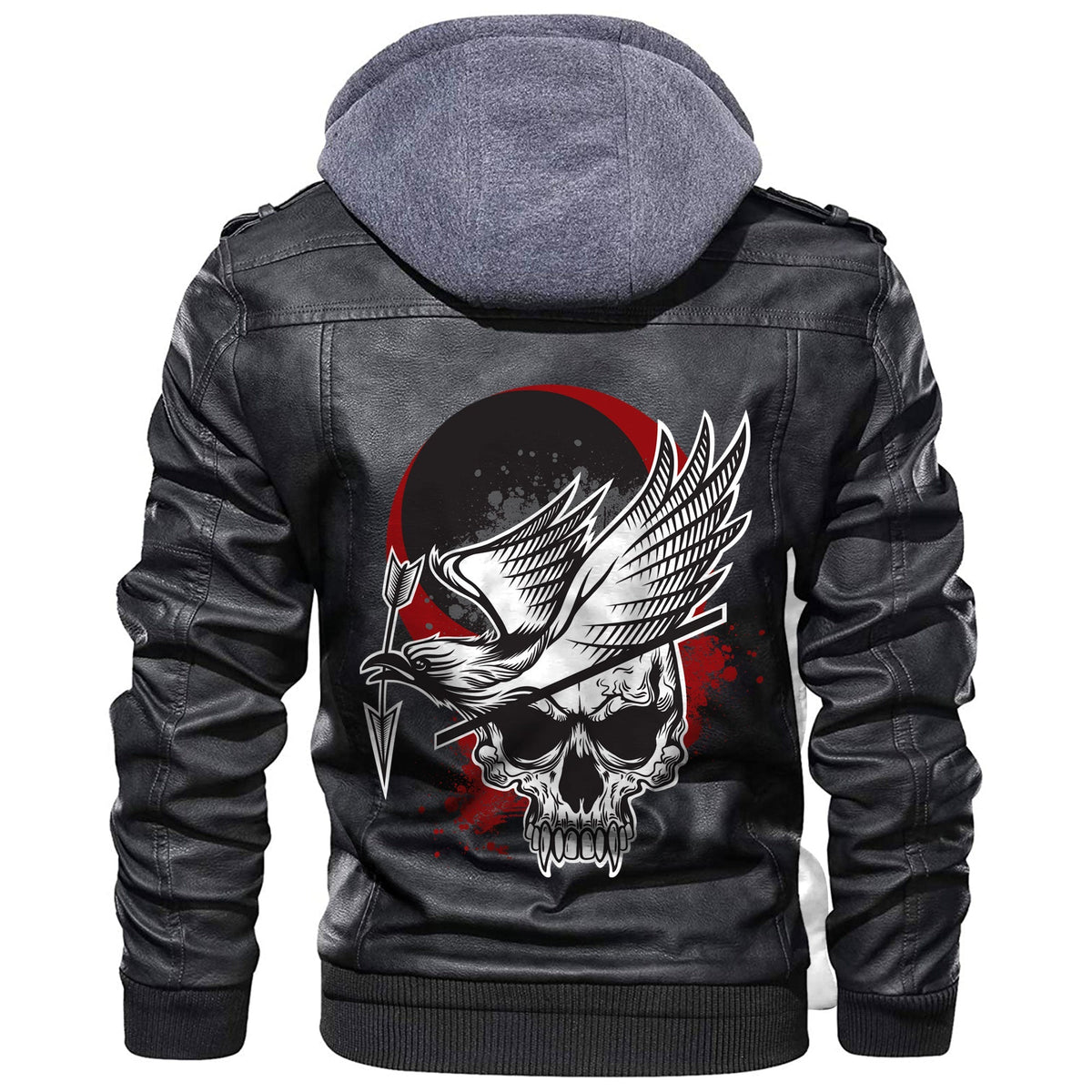 Viking Dead Skull With Crow Leather Jacket RLT12 - Wonder Print Shop