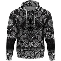 Viking Hoodie Deer Skull Sword and Shield with Bandana Paisley Style RLT12 - Wonder Print Shop