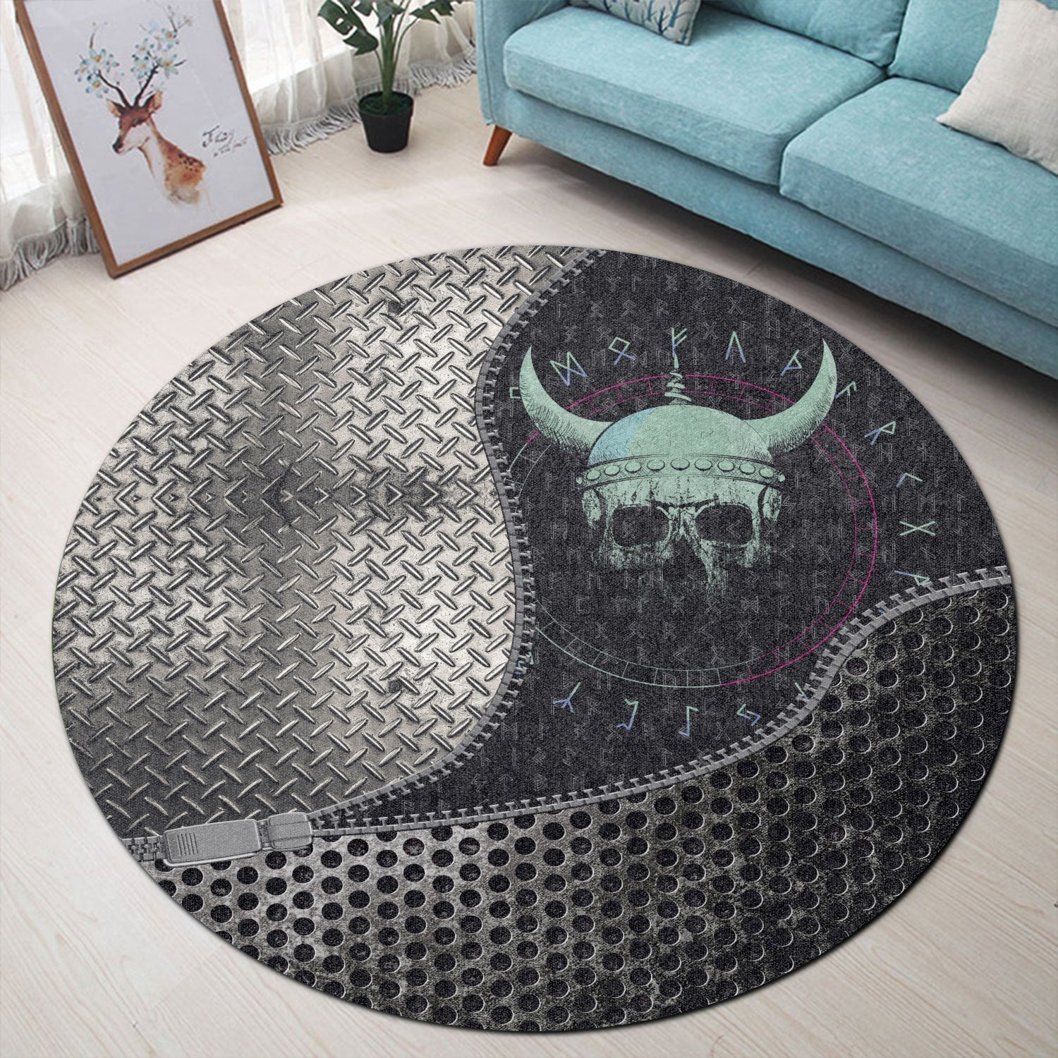 viking-carpet-demoniac-skull-viking-round-carpet