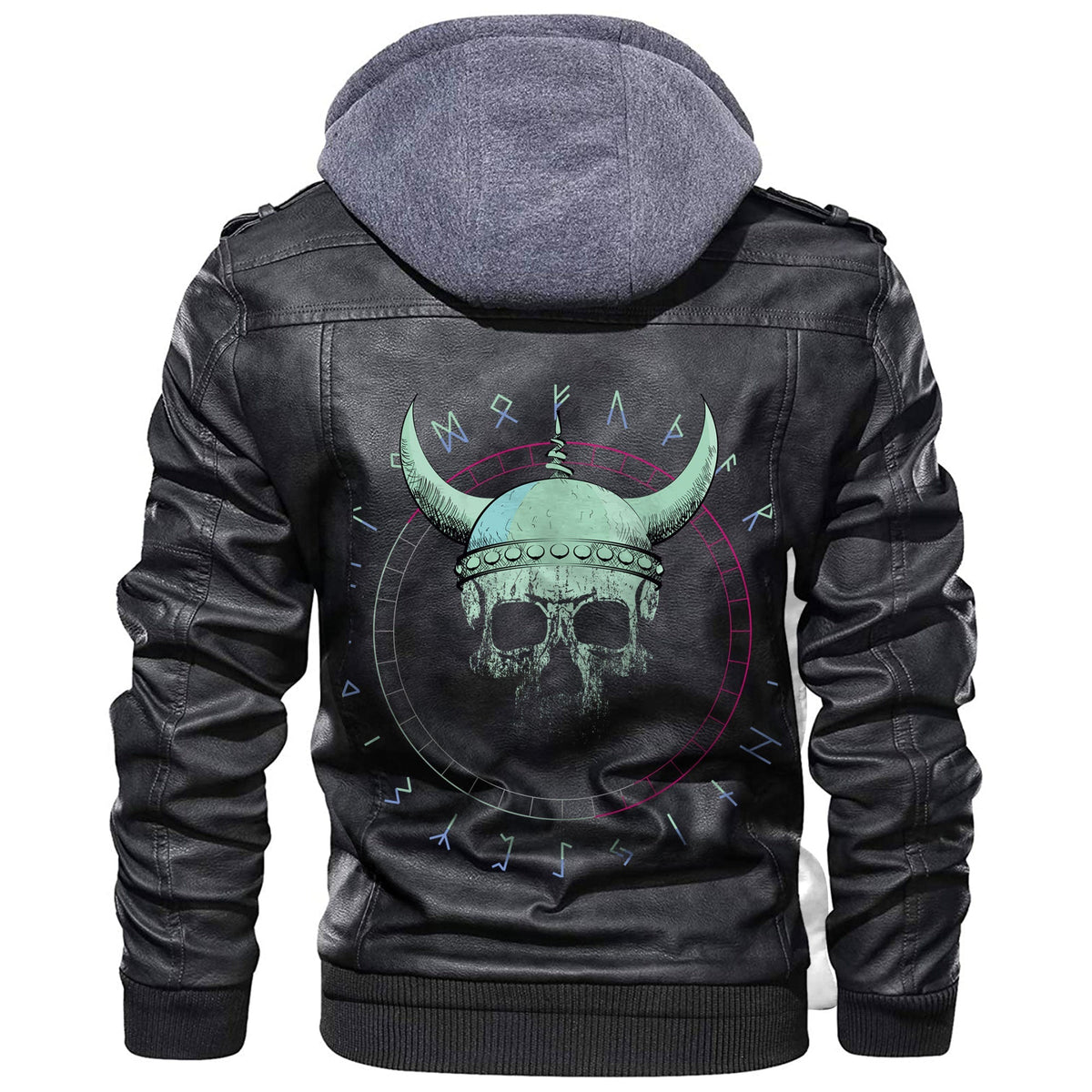 Viking Demoniac Skull Viking Leather Jacket RLT12 - Wonder Print Shop