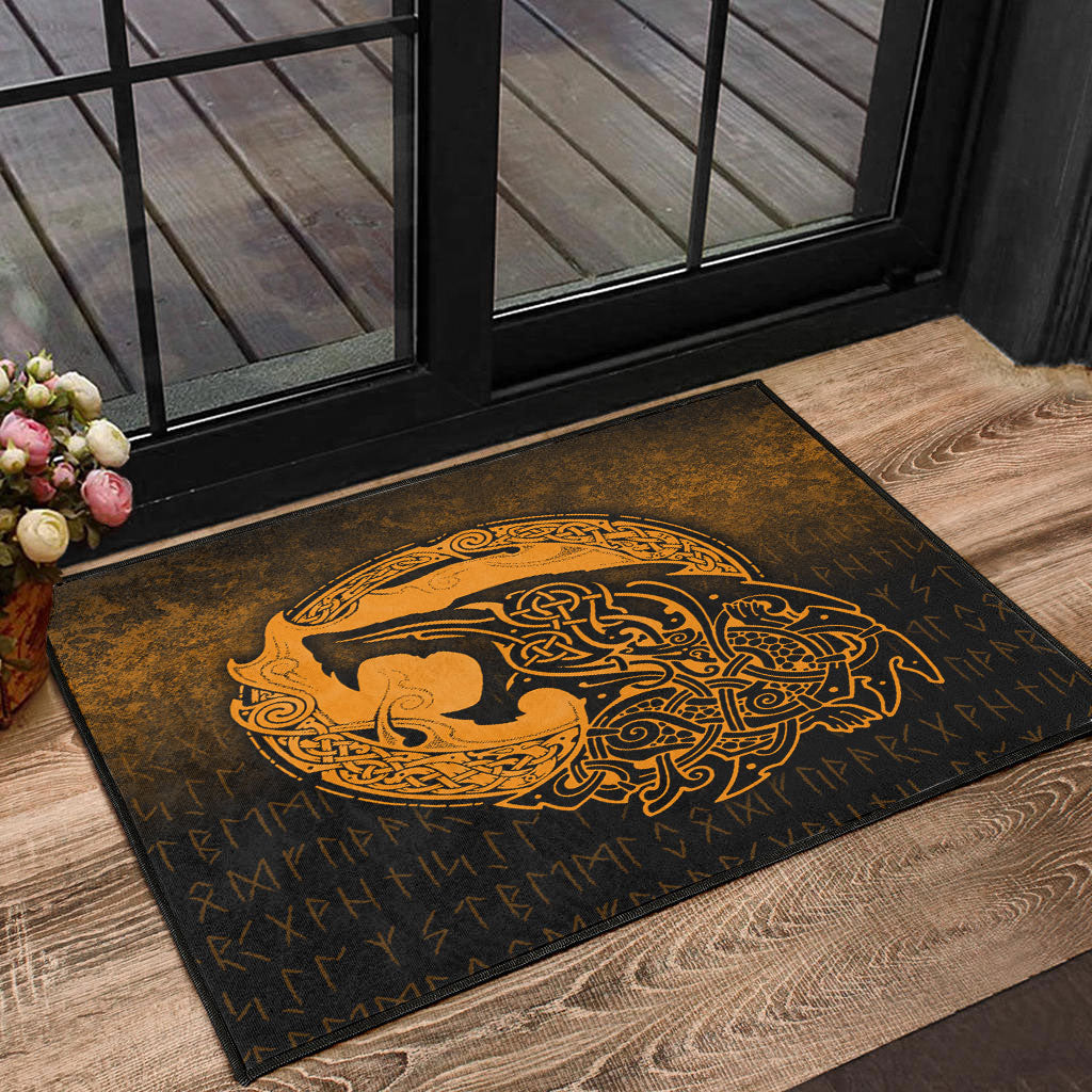 viking-door-mat-fenrir-viking-3d-tattoo-gold-version-door-mat