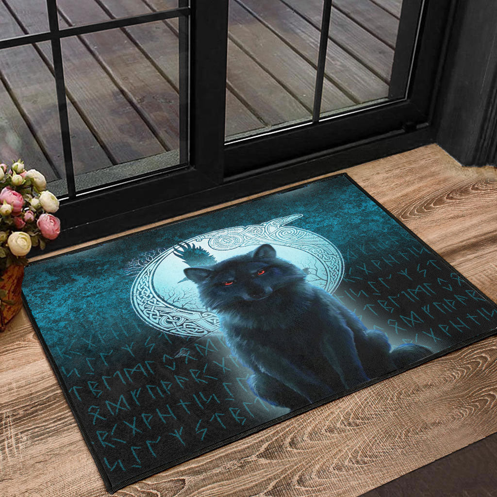 viking-door-mat-fenrir-viking-wolf-cyan-version-door-mat