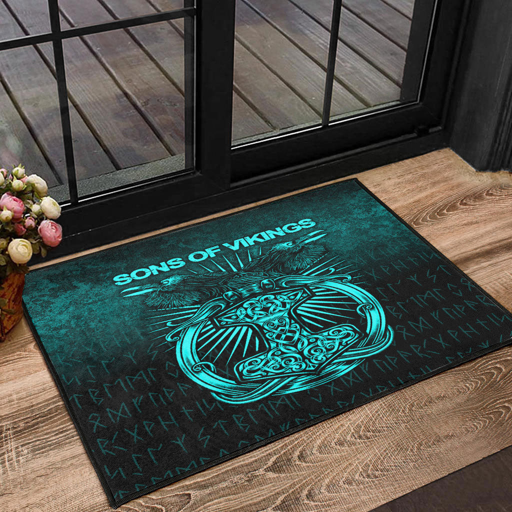viking-door-mat-vikings-ravens-mjolnir-cyan-version-door-mat