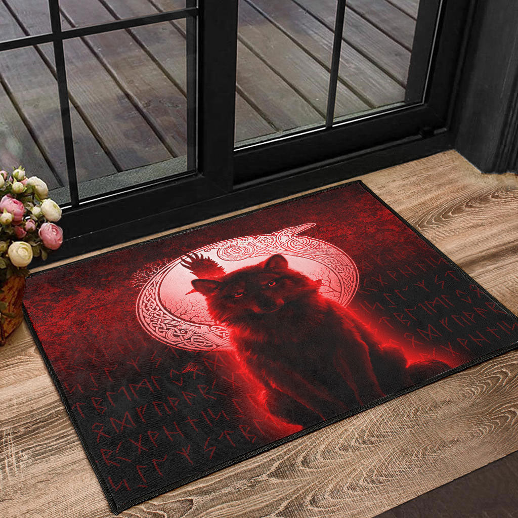 viking-door-mat-fenrir-viking-wolf-red-version-door-mat