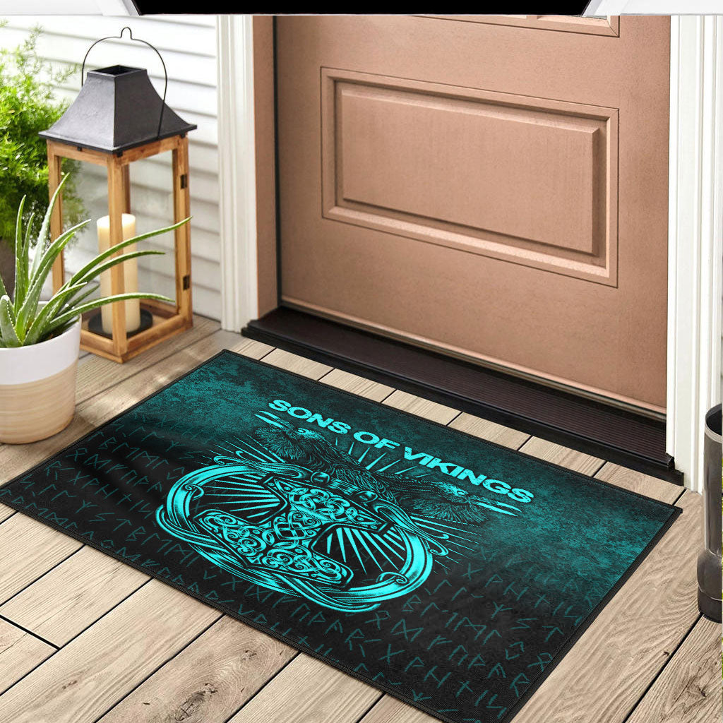 viking-door-mat-vikings-ravens-mjolnir-cyan-version-door-mat