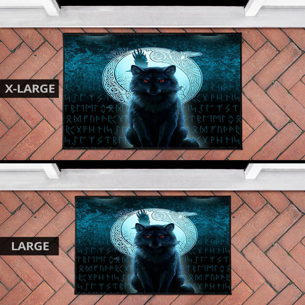 viking-door-mat-fenrir-viking-wolf-cyan-version-door-mat