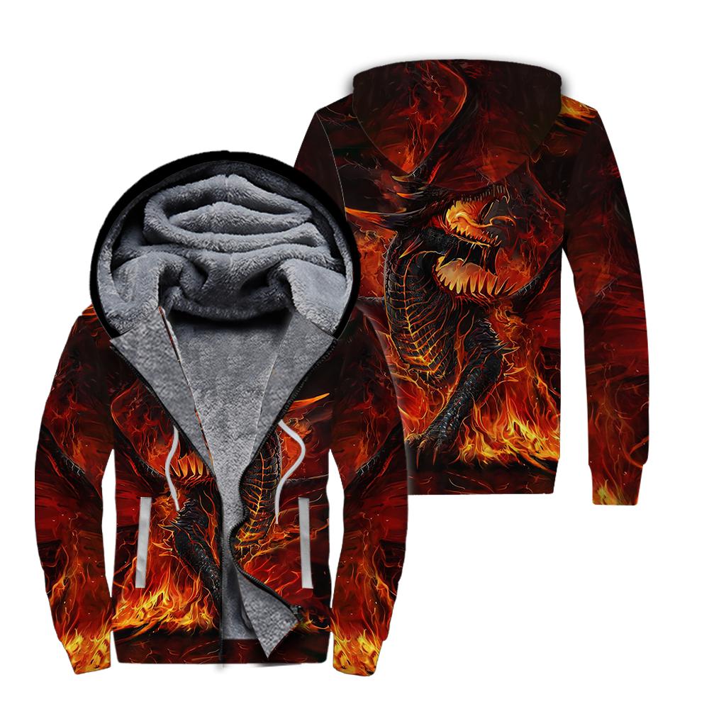 Dragon Flame Fleece Zip Hoodie All Over Print - Wonder Print Shop